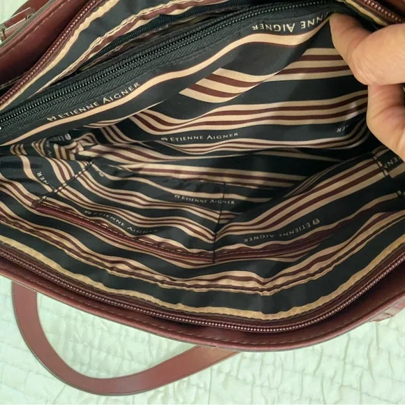 Etienne Aigner Burgundy Leather Shoulder Bag - Picture 12 of 15